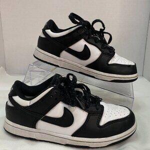 Nike Dunk Low Panda Black White Leather Sneakers Kids Youth Shoes Size 1Y